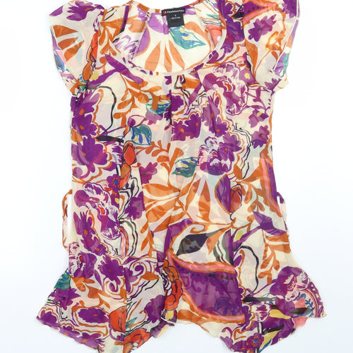 Fashion Fair Womens Beige Floral  Basic Blouse Size S