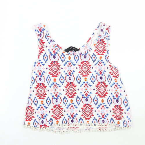 Newlook Womens White Geometric  Basic Tank Size 10