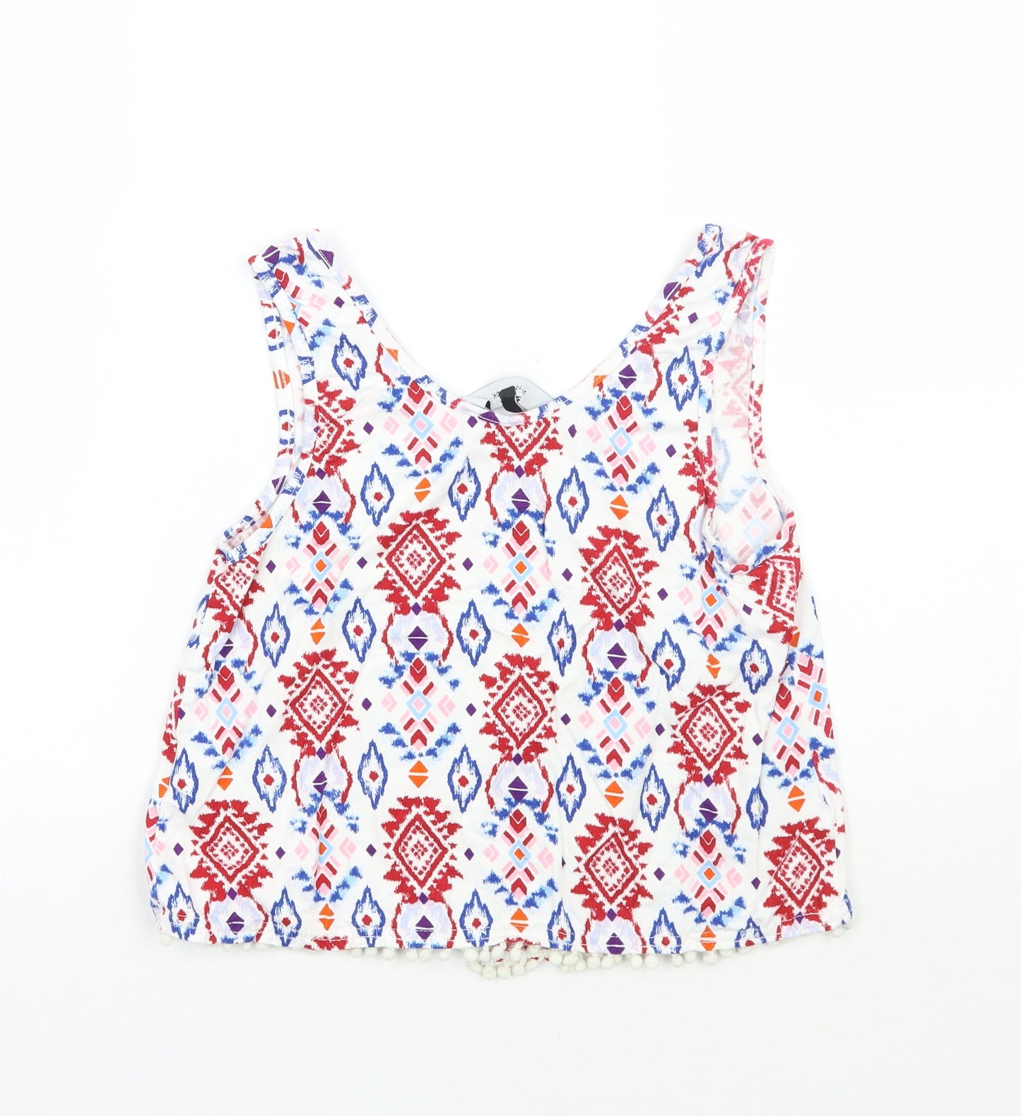 Newlook Womens White Geometric  Basic Tank Size 10