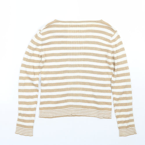 Wanko Womens White Striped  Pullover Jumper One Size