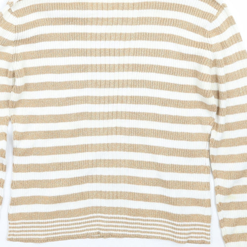 Wanko Womens White Striped  Pullover Jumper One Size