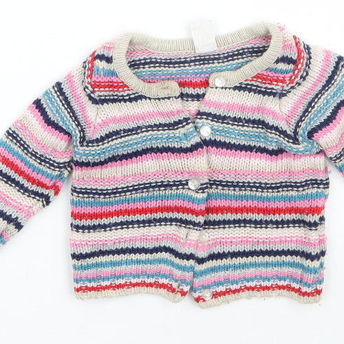 H&M Girls Pink Striped  Cardigan Jumper Size 3-6 Months