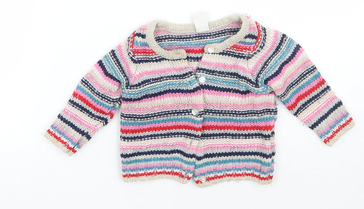 H&M Girls Pink Striped Cardigan Jumper Size 3-6 Months