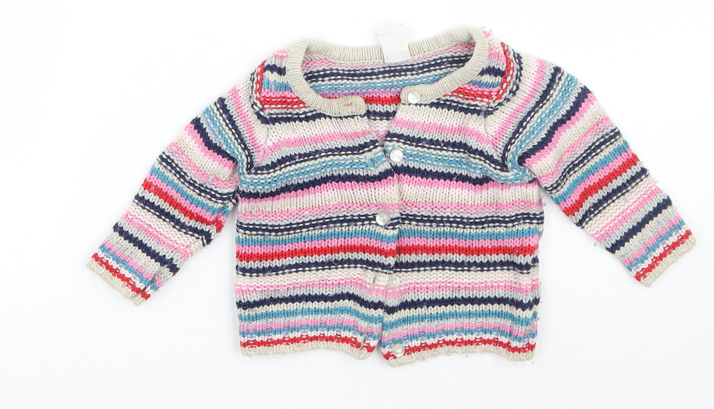 H&M Girls Pink Striped  Cardigan Jumper Size 3-6 Months