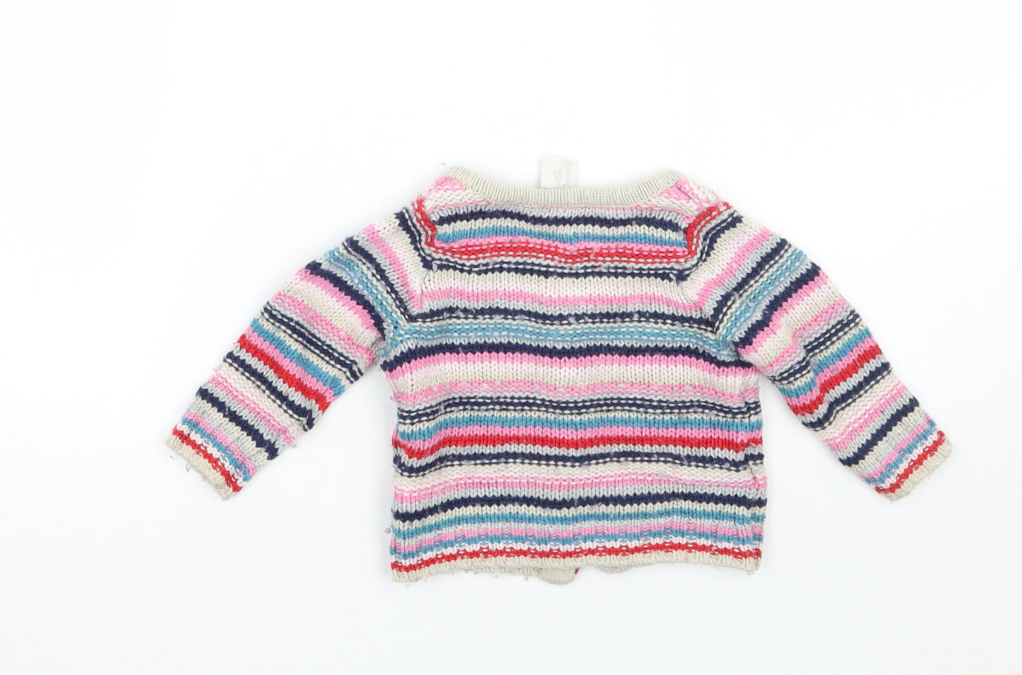H&M Girls Pink Striped  Cardigan Jumper Size 3-6 Months