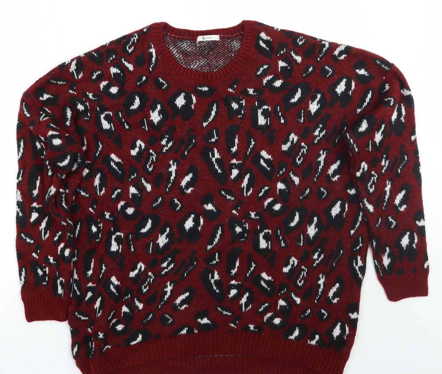 TU Womens Red Animal Print  Pullover Jumper Size 18