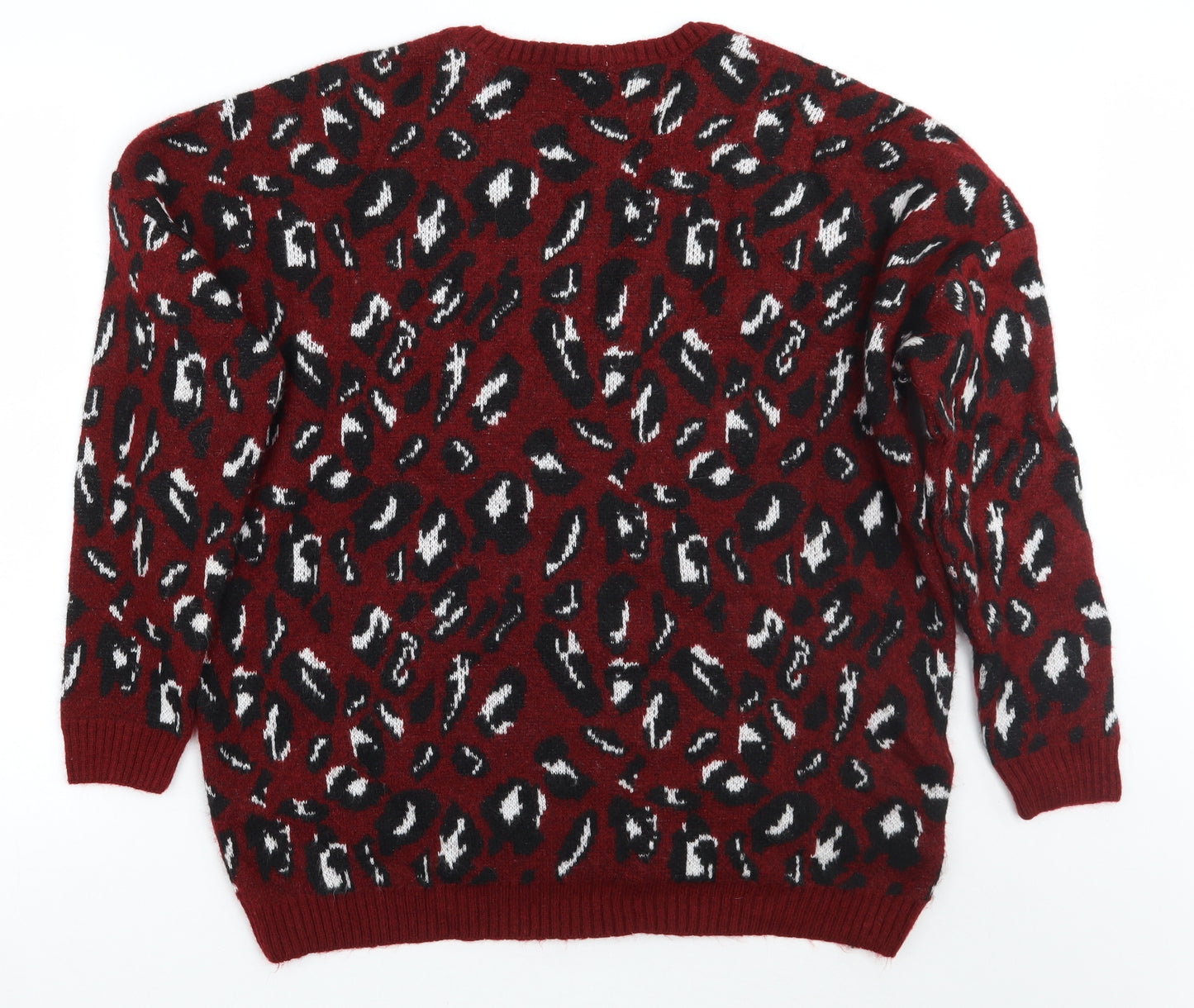 TU Womens Red Animal Print  Pullover Jumper Size 18