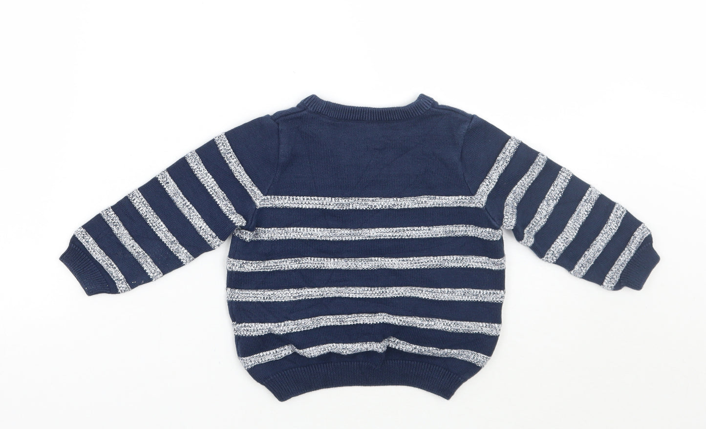 Marks and Spencer Boys Blue Striped  Pullover Jumper Size 12-18 Months