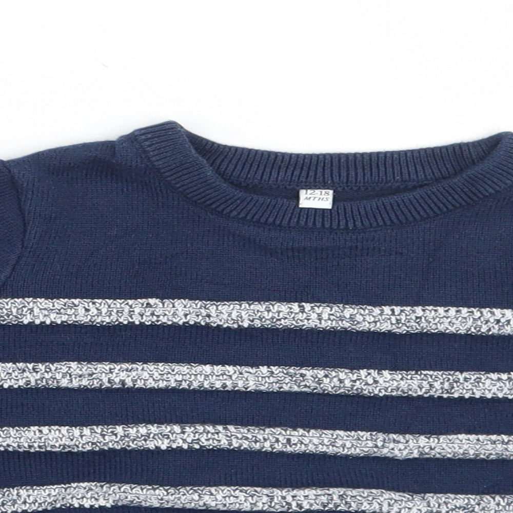 Marks and Spencer Boys Blue Striped  Pullover Jumper Size 12-18 Months