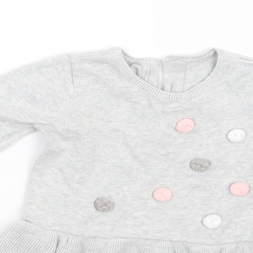 George Girls Grey Polka Dot  A-Line  Size 9-12 Months