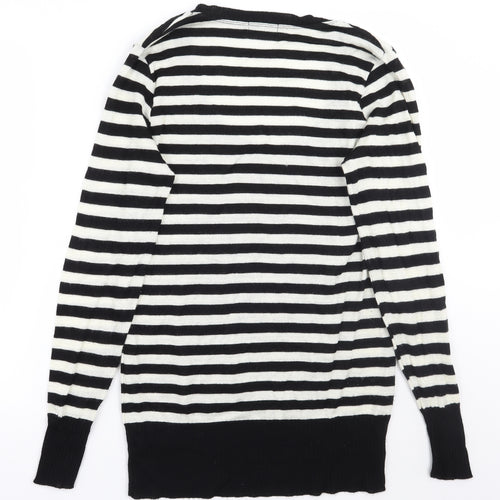 Look Womens Black Striped  Pullover Jumper Size 14