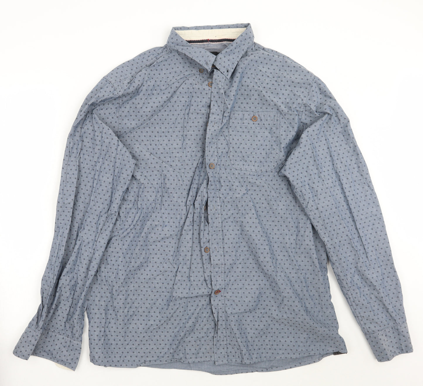 F&F Mens Blue Geometric   Button-Up Size XL