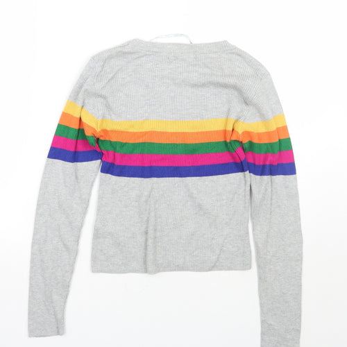 Primark Womens Grey Striped  Pullover Jumper Size XS