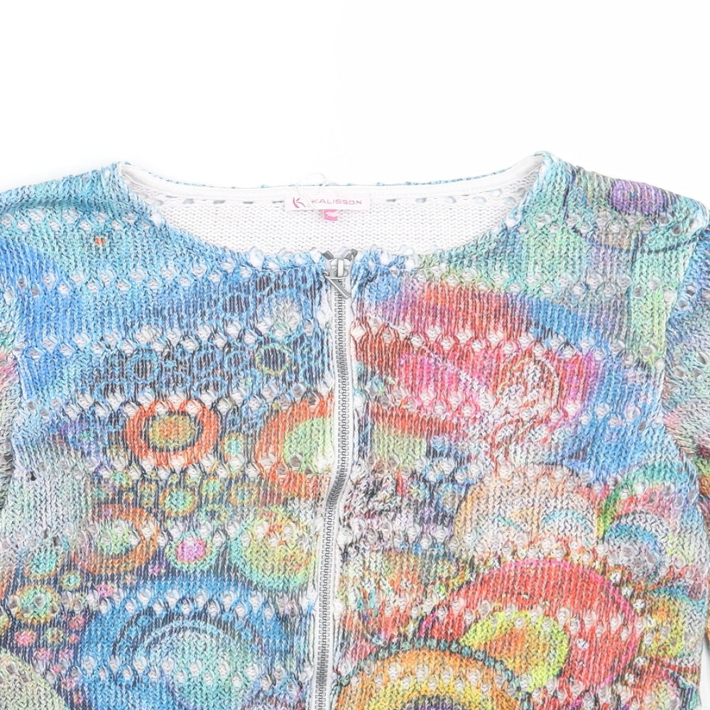 Kalisson Womens Multicoloured Geometric  Jacket Coatigan Size XL