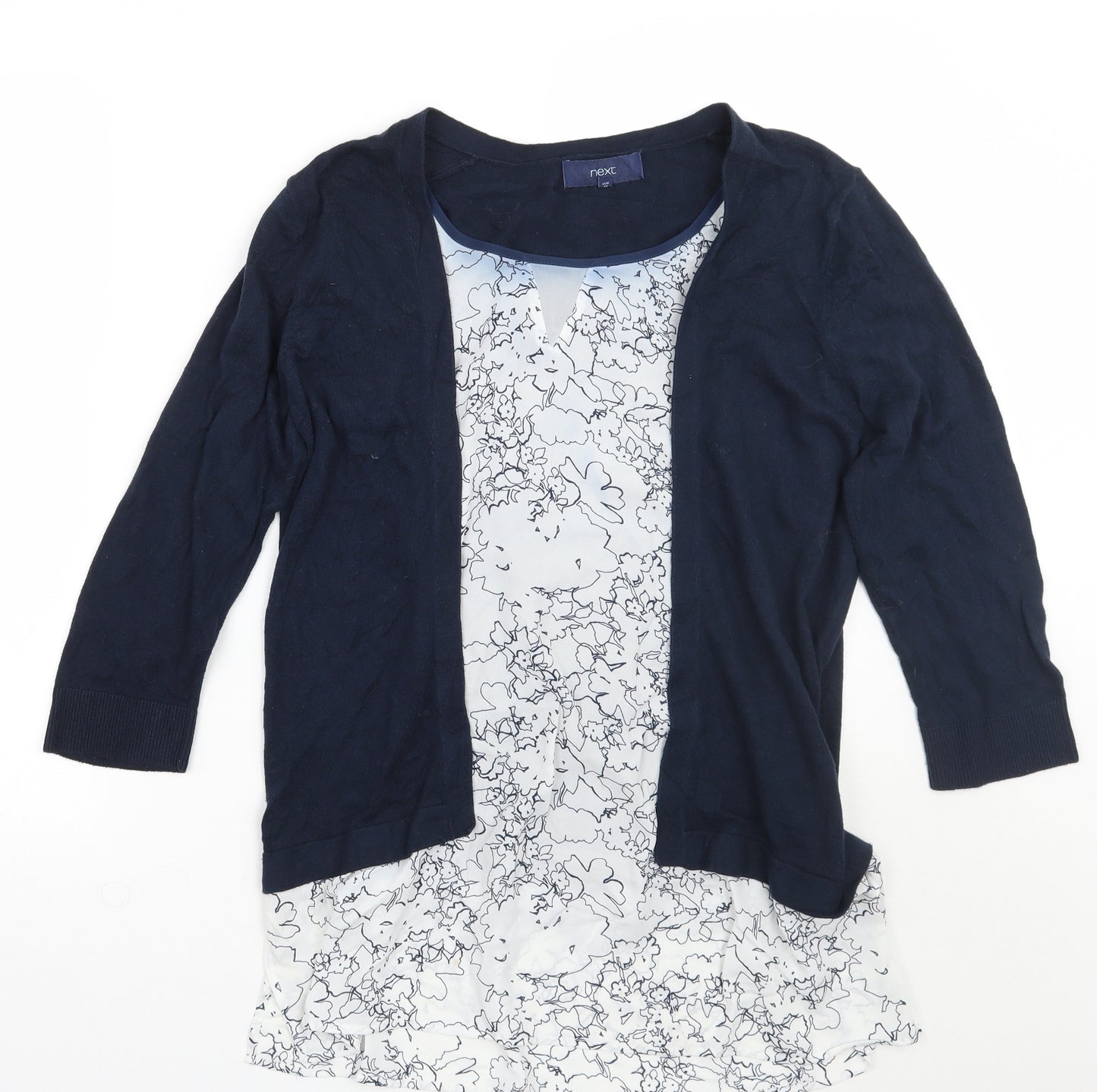 NEXT Womens Blue Floral  Cardigan Jumper Size 16