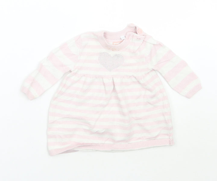 Debenhams Girls Pink Striped  A-Line  Size 0-3 Months