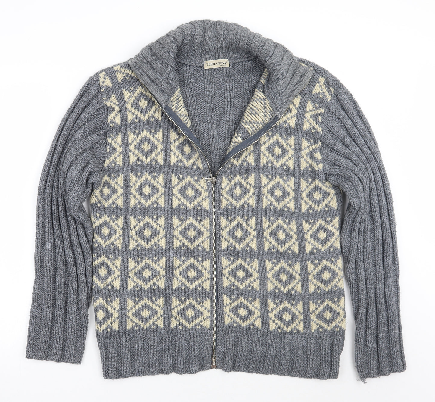 Terranova Mens Grey Geometric  Jacket Coat Size L