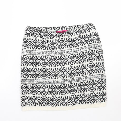 Boohoo Womens White Geometric  A-Line Skirt Size M