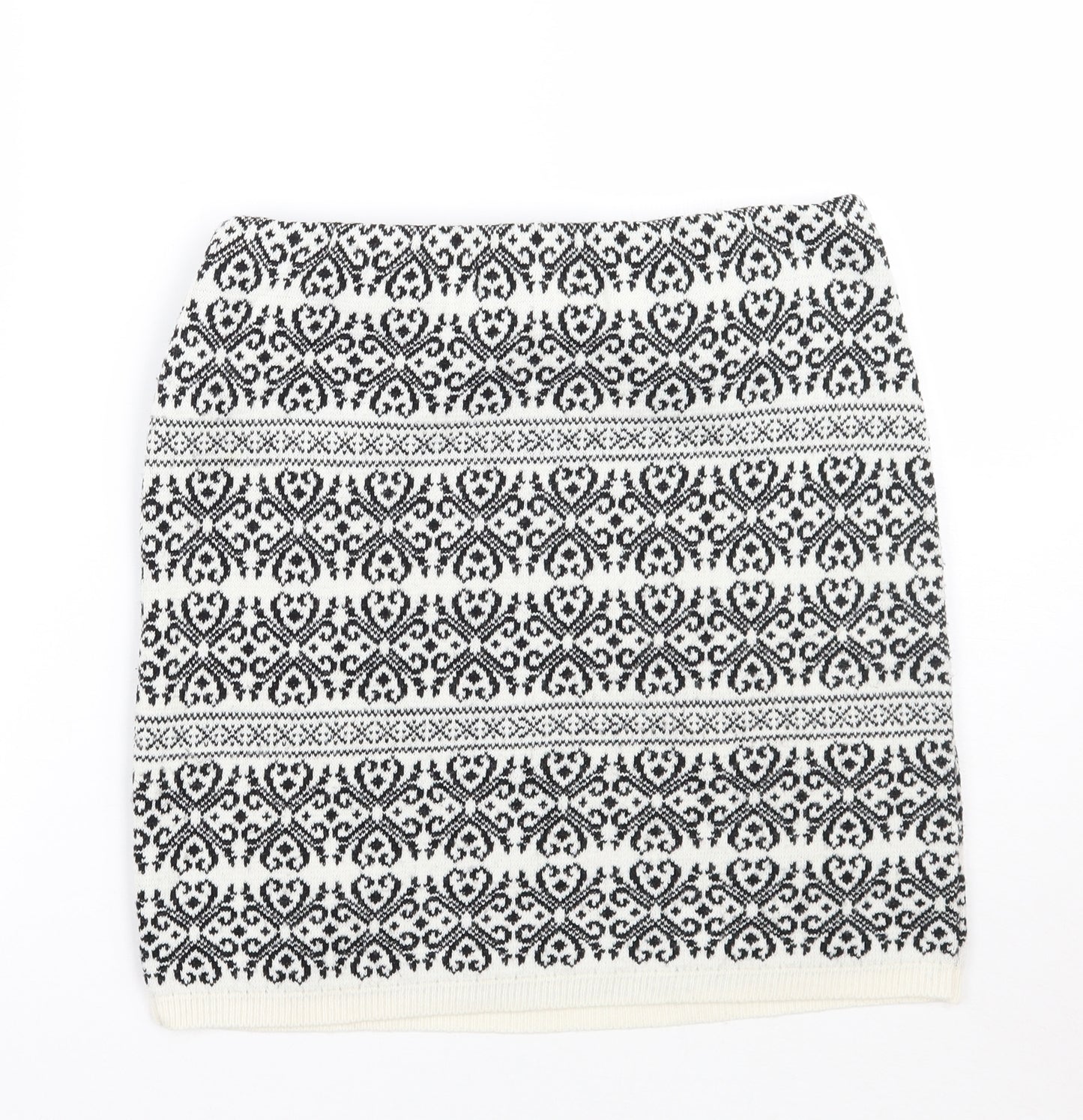 Boohoo Womens White Geometric  A-Line Skirt Size M