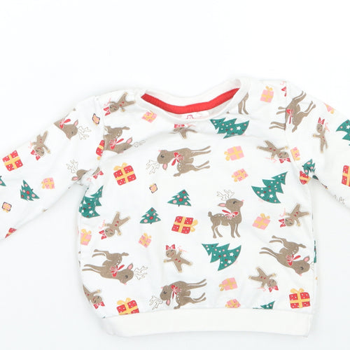 So cute Girls White Animal Print  Pullover T-Shirt Size 9-12 Months