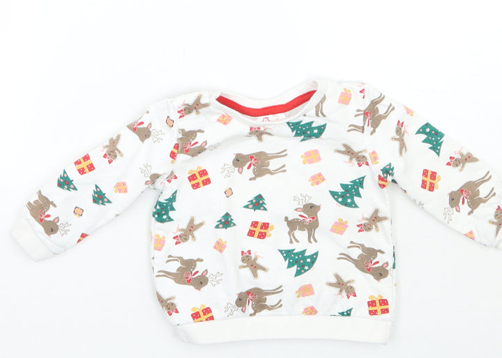 So cute Girls White Animal Print  Pullover T-Shirt Size 9-12 Months