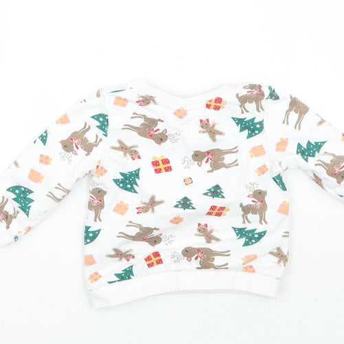 So cute Girls White Animal Print  Pullover T-Shirt Size 9-12 Months