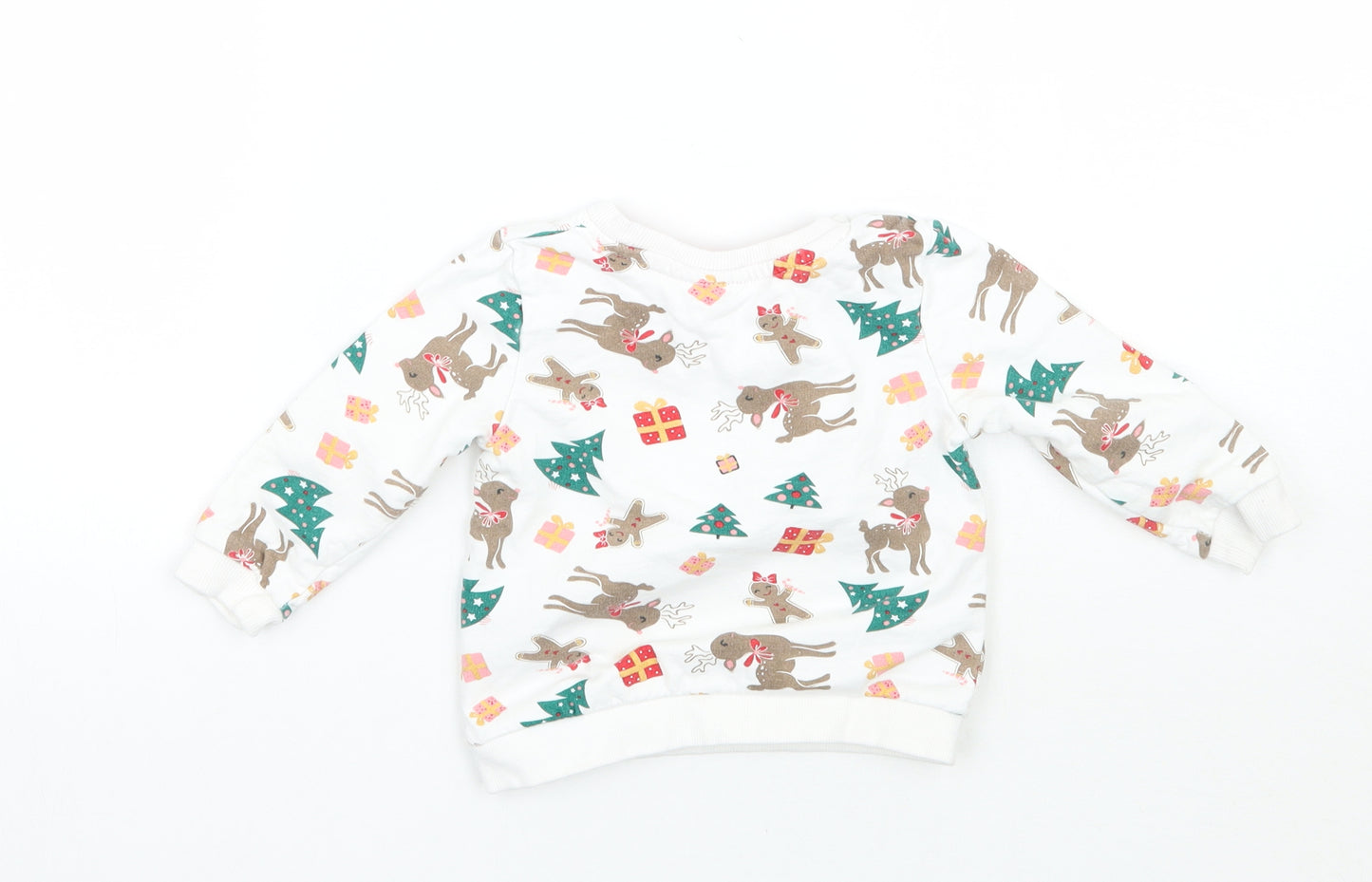 So cute Girls White Animal Print  Pullover T-Shirt Size 9-12 Months