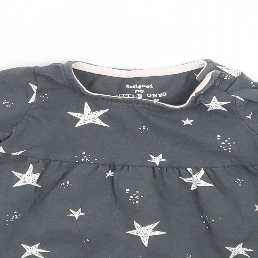F&F Girls Grey Geometric  Basic T-Shirt Size 0-3 Months