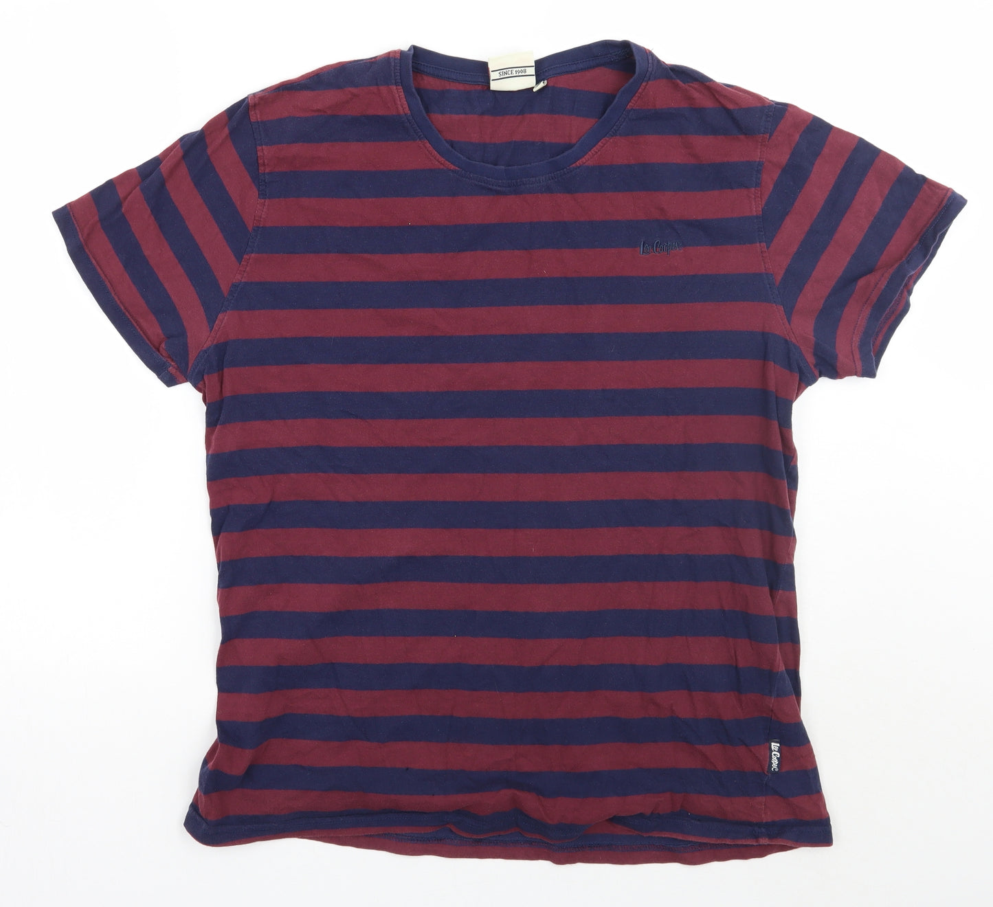 Lee Cooper Mens Blue Striped   T-Shirt Size XL