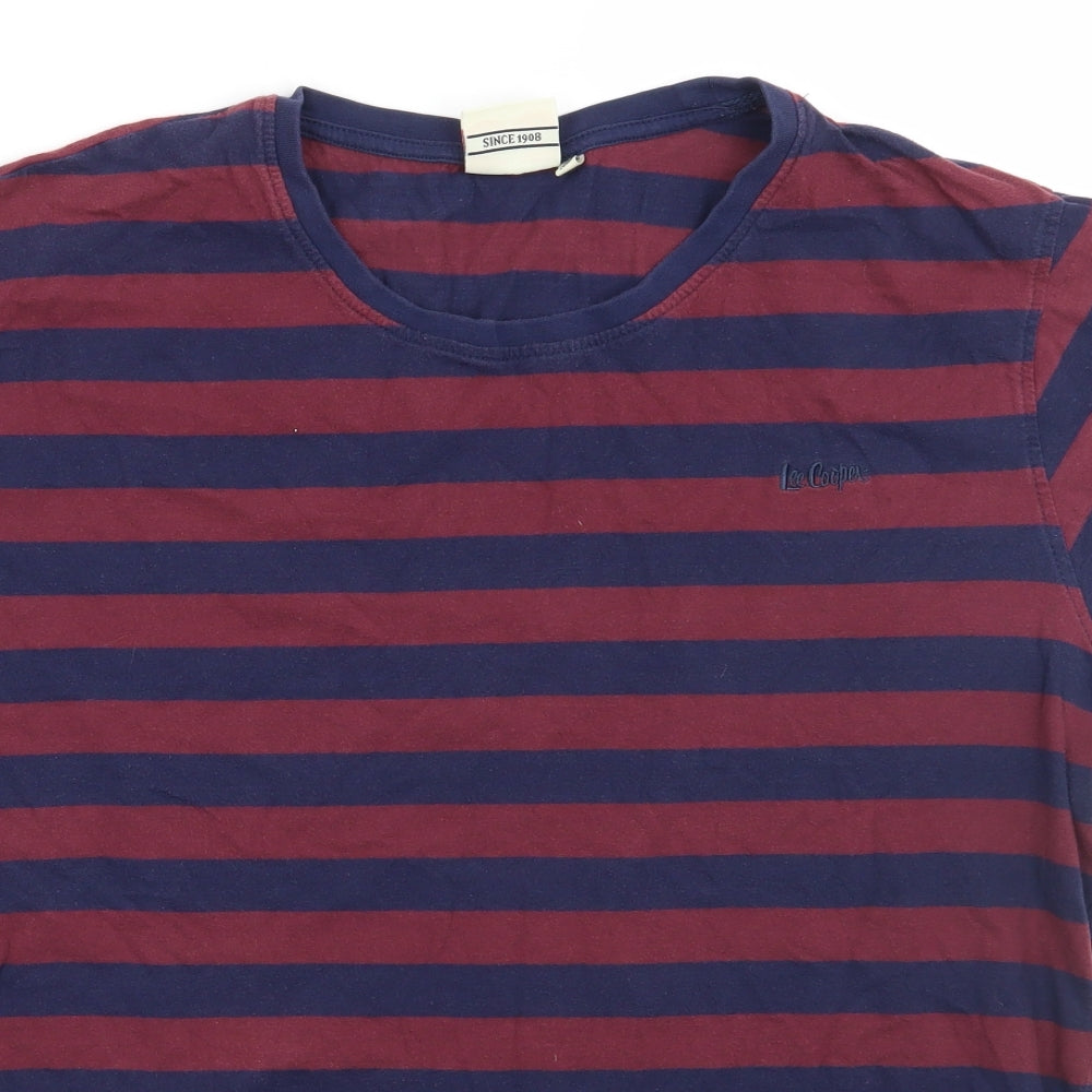 Lee Cooper Mens Blue Striped   T-Shirt Size XL