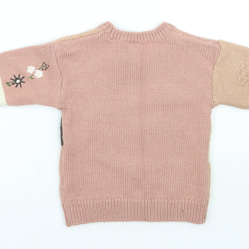 TU Girls Pink Floral  Pullover Jumper Size 24 Months