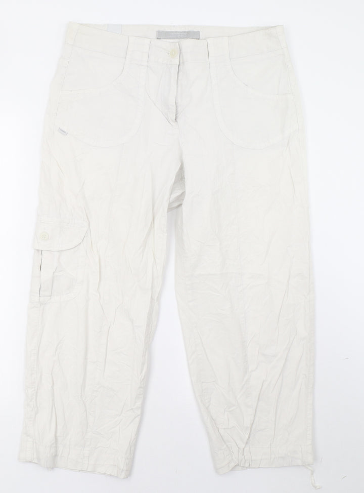ZERRES Womens White Cropped Trousers Size 16 L25 in