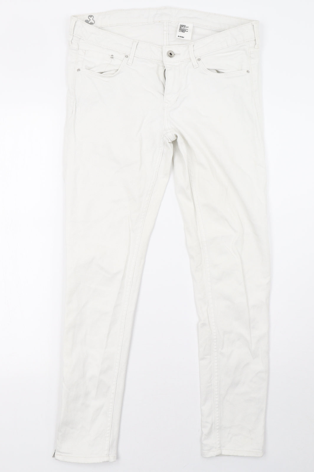 H&M Womens White  Denim Skinny Jeans Size 12 L29 in