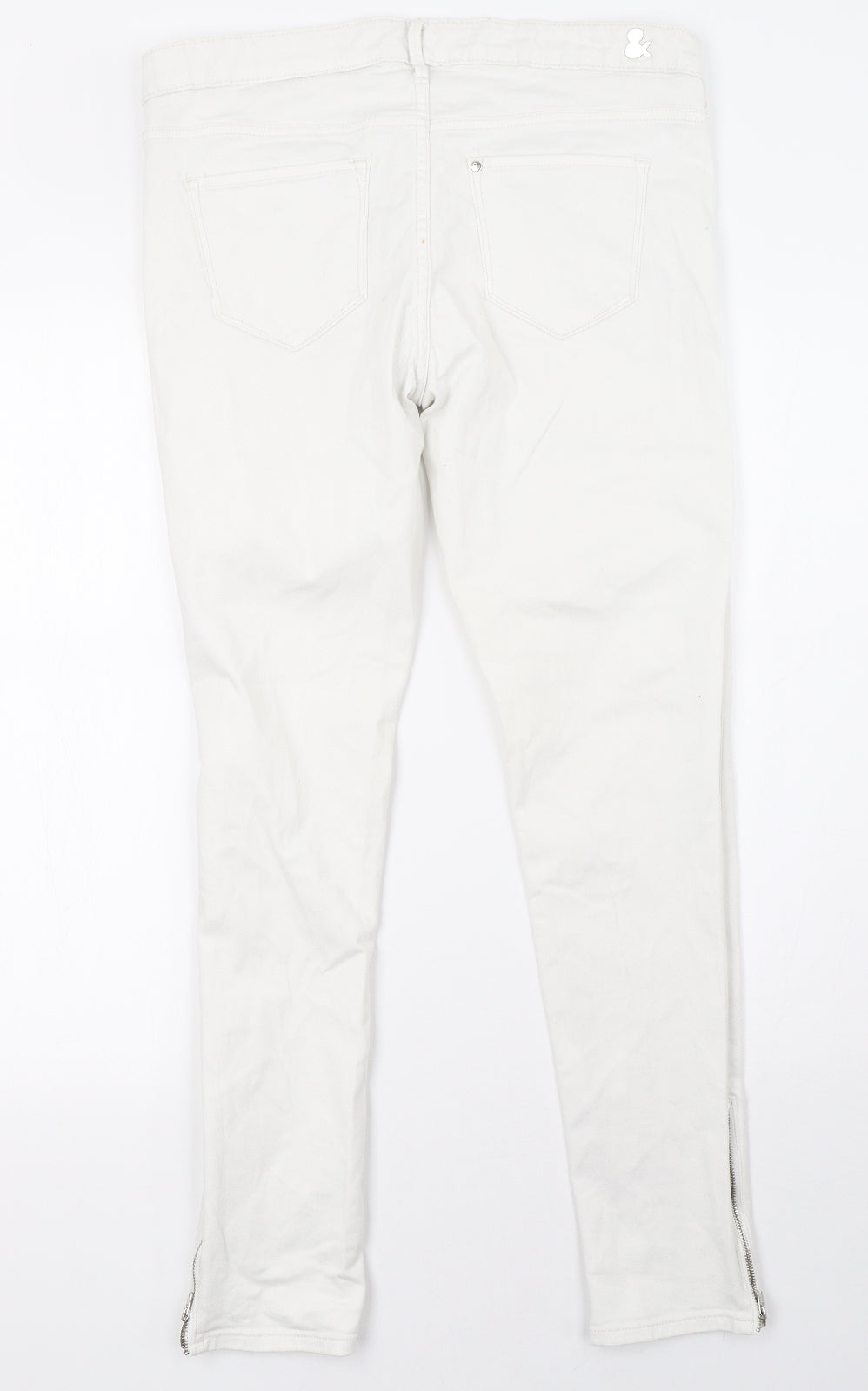 H&M Womens White  Denim Skinny Jeans Size 12 L29 in