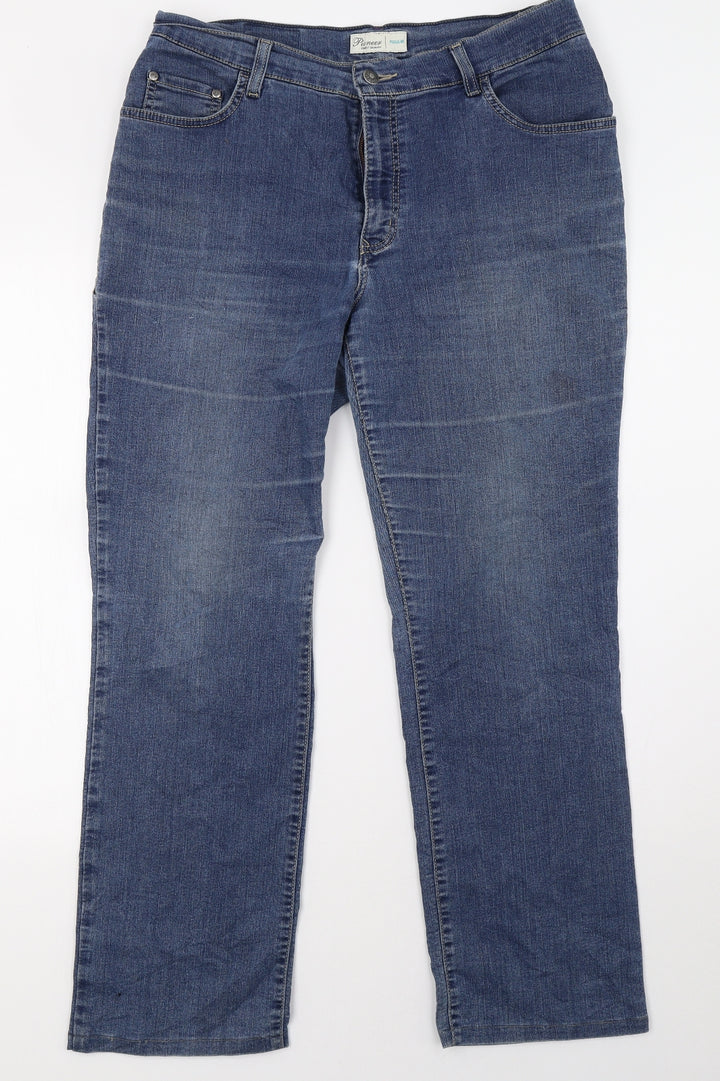 Pioneer Womens Blue Denim Straight Jeans Size 32 L29 in