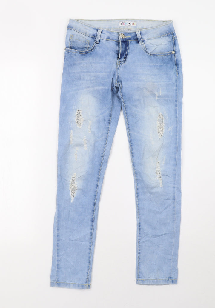 f&d fashion Womens Blue Denim Skinny Jeans Size 12 L26 in