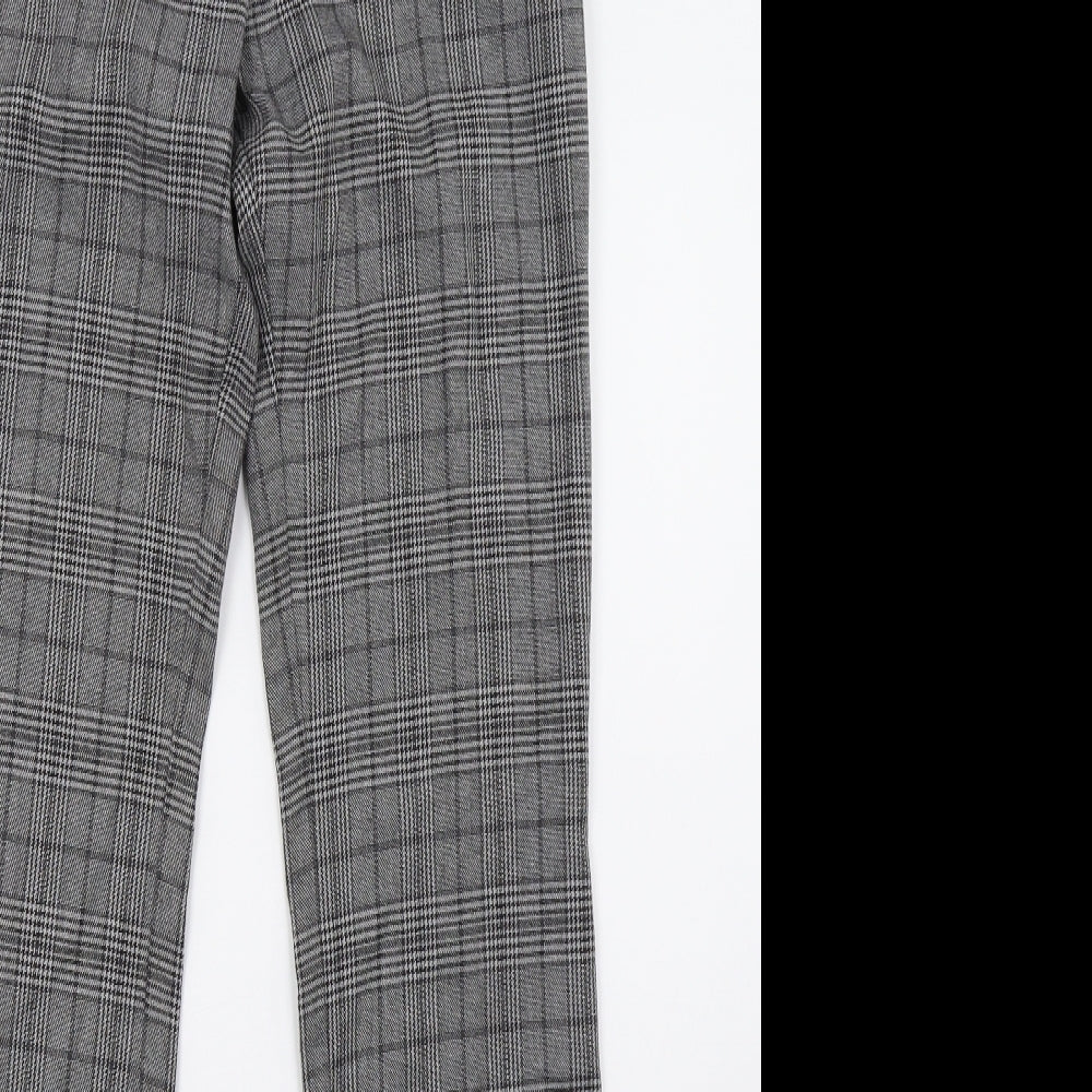 Marks and Spencer Womens Grey Check  Trousers  Size 8 L32 in