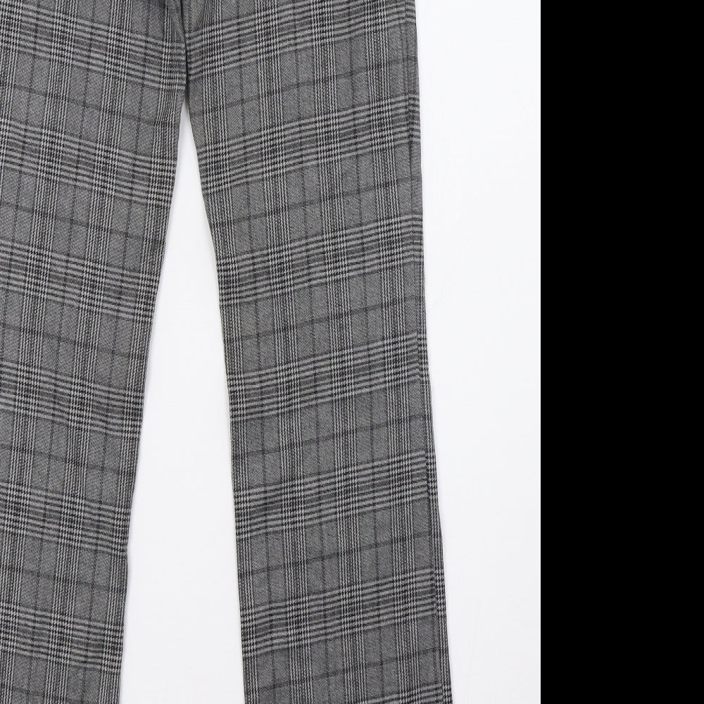 Marks and Spencer Womens Grey Check  Trousers  Size 8 L32 in
