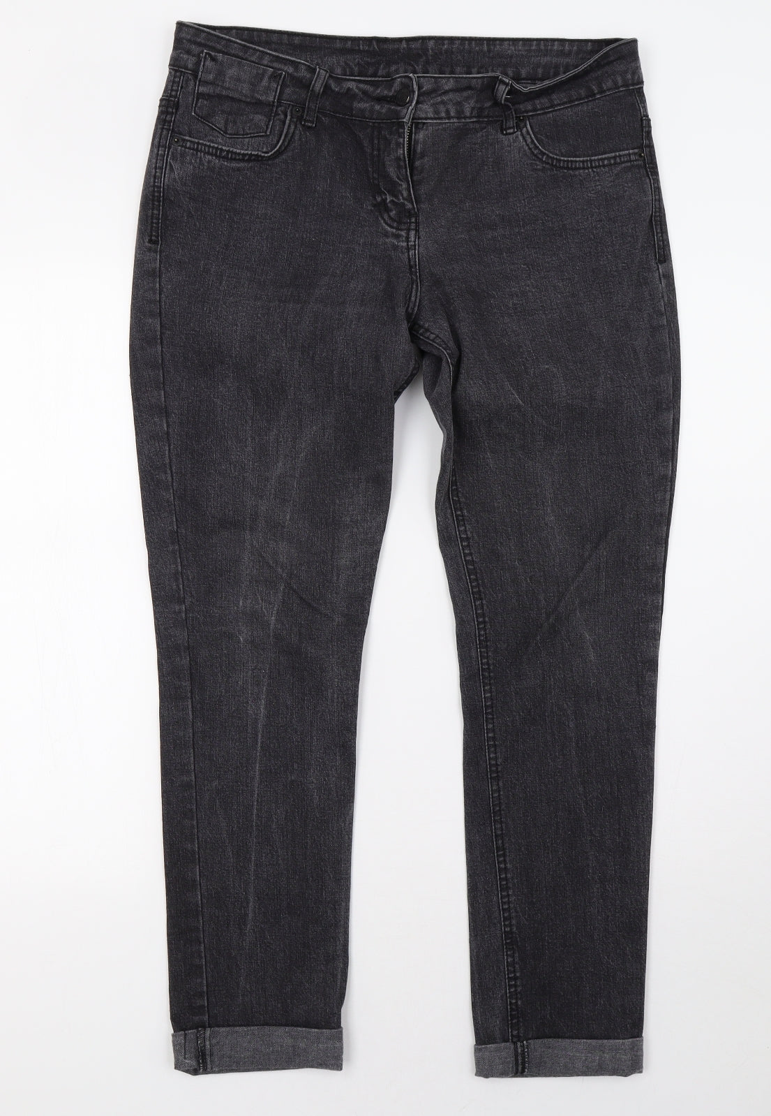 Primark Womens Black  Denim Straight Jeans Size 14 L30 in