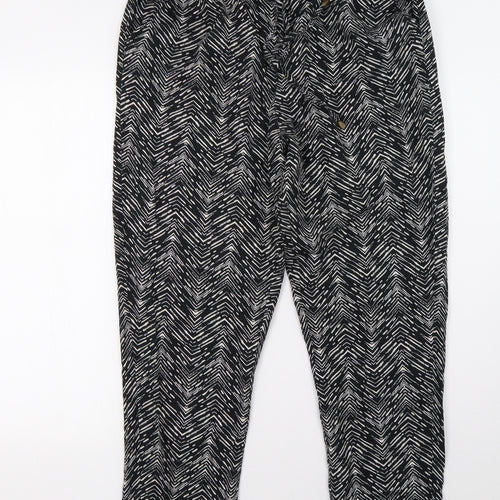 Preworn Womens Black Animal Print  Trousers  Size 12 L28 in