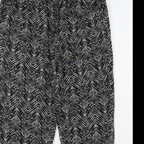 Preworn Womens Black Animal Print  Trousers  Size 12 L28 in