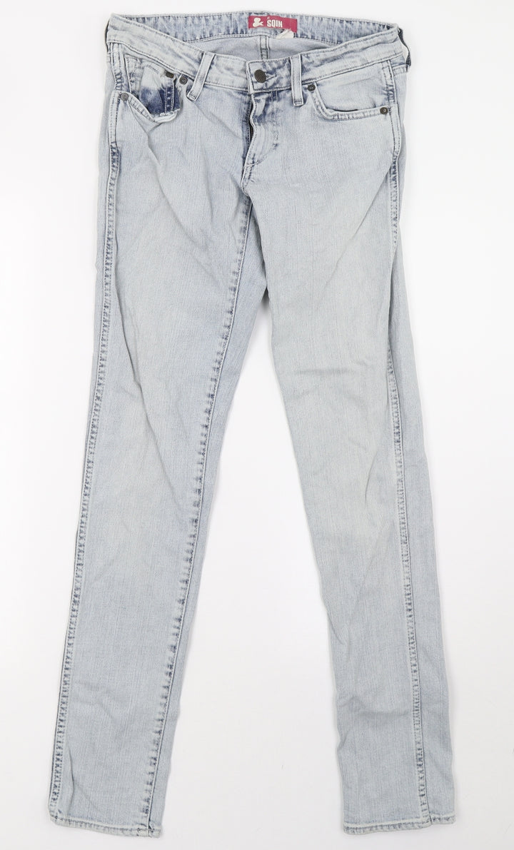 sqin Womens Blue Denim Straight Jeans Size 10 L32 in