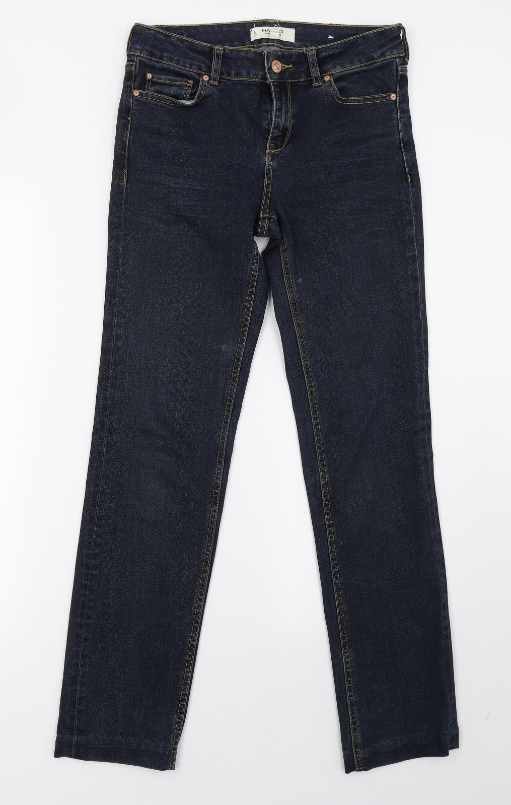 Mango Womens Blue  Denim Straight Jeans Size 8 L31 in