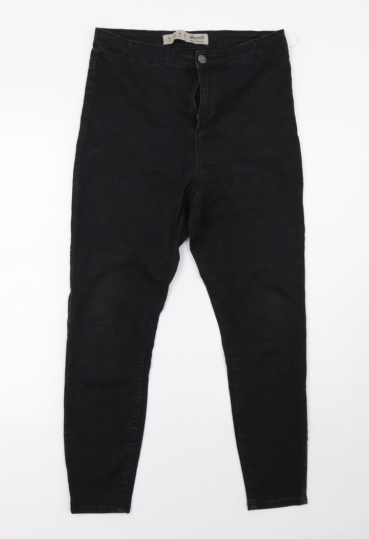 Primark Womens Black  Denim Straight Jeans Size 10 L28 in