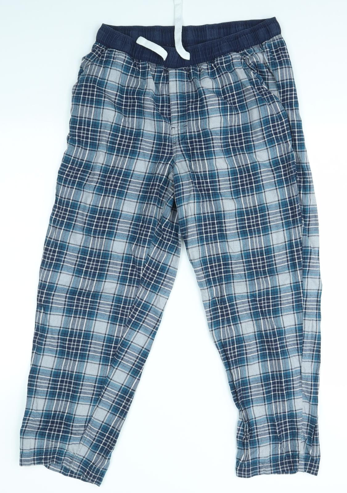 M&S Mens Blue Check   Pyjama Pants Size L