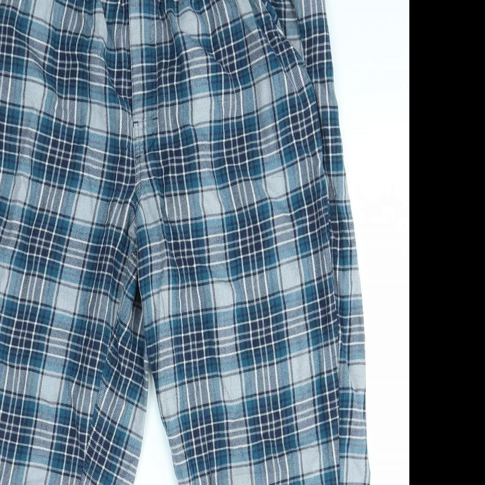 M&S Mens Blue Check   Pyjama Pants Size L