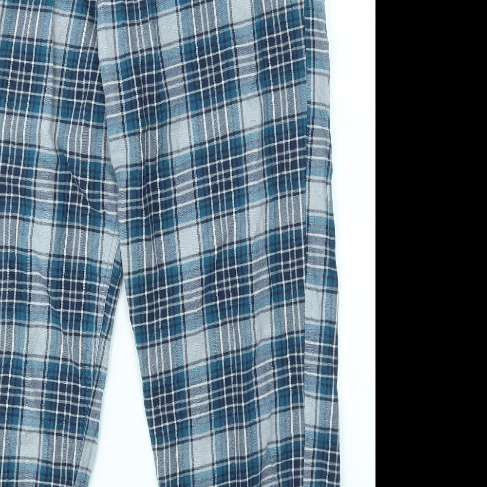M&S Mens Blue Check   Pyjama Pants Size L