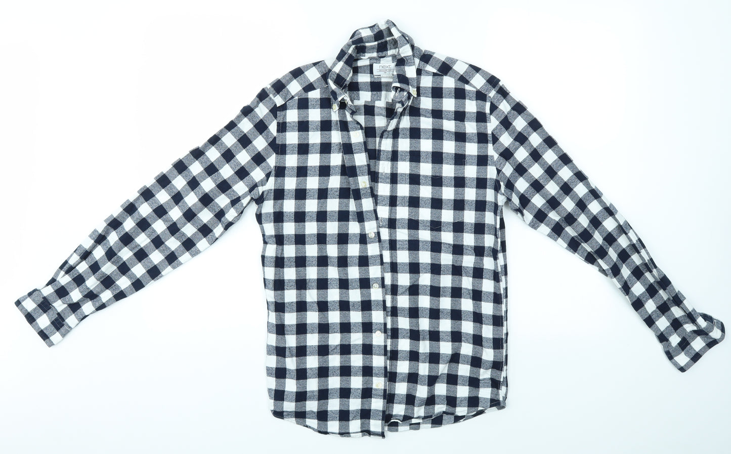 NEXT Mens Blue Check   Button-Up Size XS