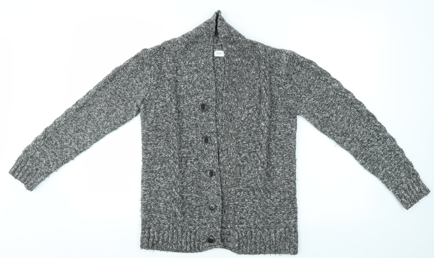 F&F Girls Grey   Cardigan Jumper Size 12-13 Years