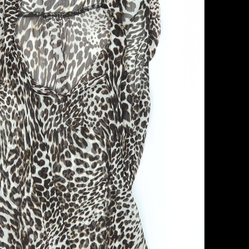 Primark Womens Brown Animal Print  Basic Blouse Size 8